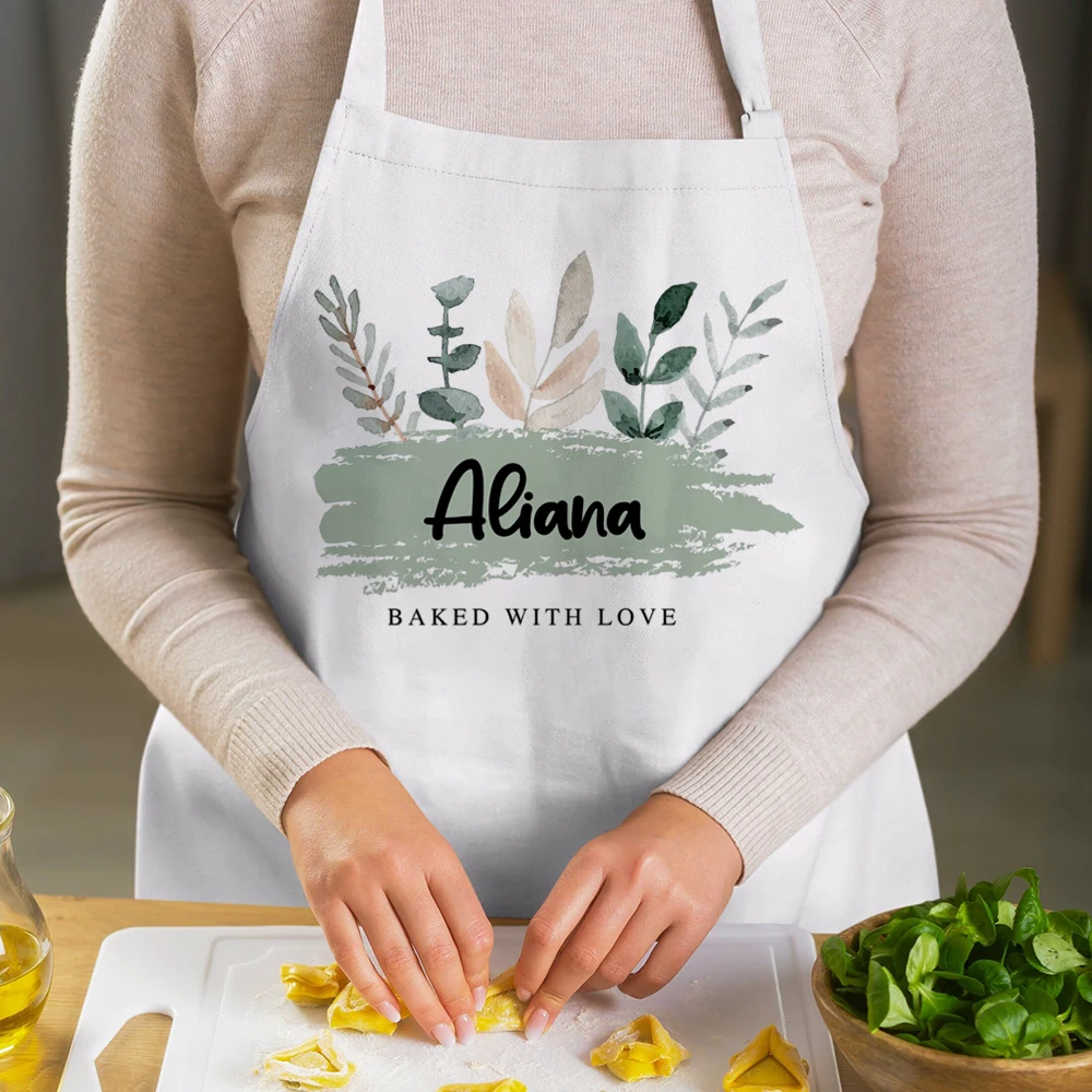 Custom Kitchen Cooking Apron Personalized Name Baking Apron Christmas Gift for Mama Chef Birthday Gift for Mom