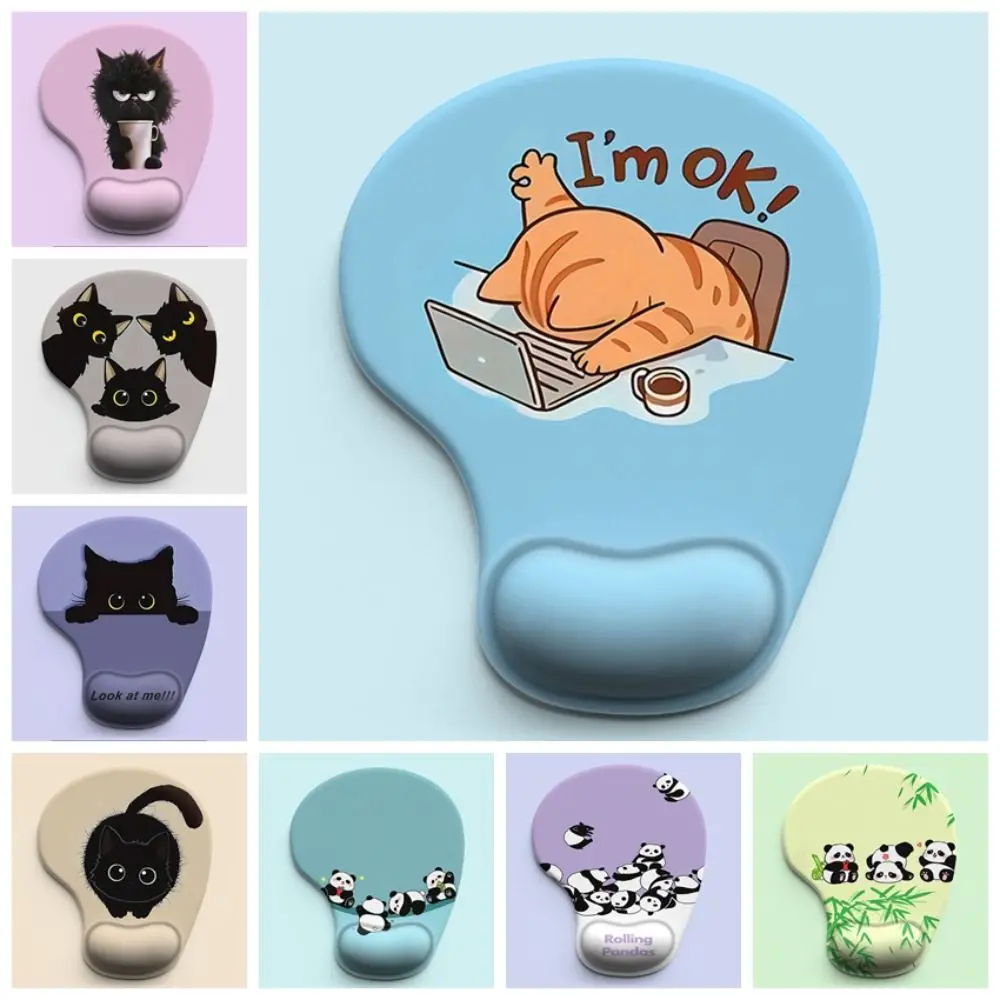 Non-Slip Cartoon Animal Mouse Pad Soft Ergonomic Comfortable Wrist Rest Smooth Surface Silicone Desktop Wrist Support Computer