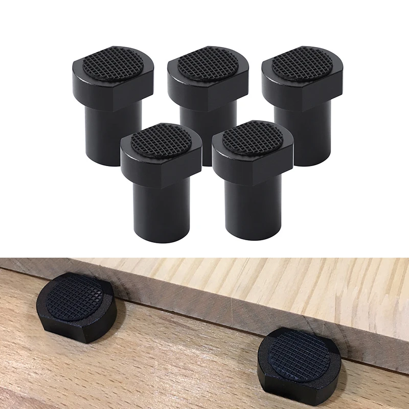 5pcs Aluminum Alloy Workbench Peg Brake Stops Clamp 19/20mm Dogs Woodworking Table Limit Block Workbench Tenon Stopper