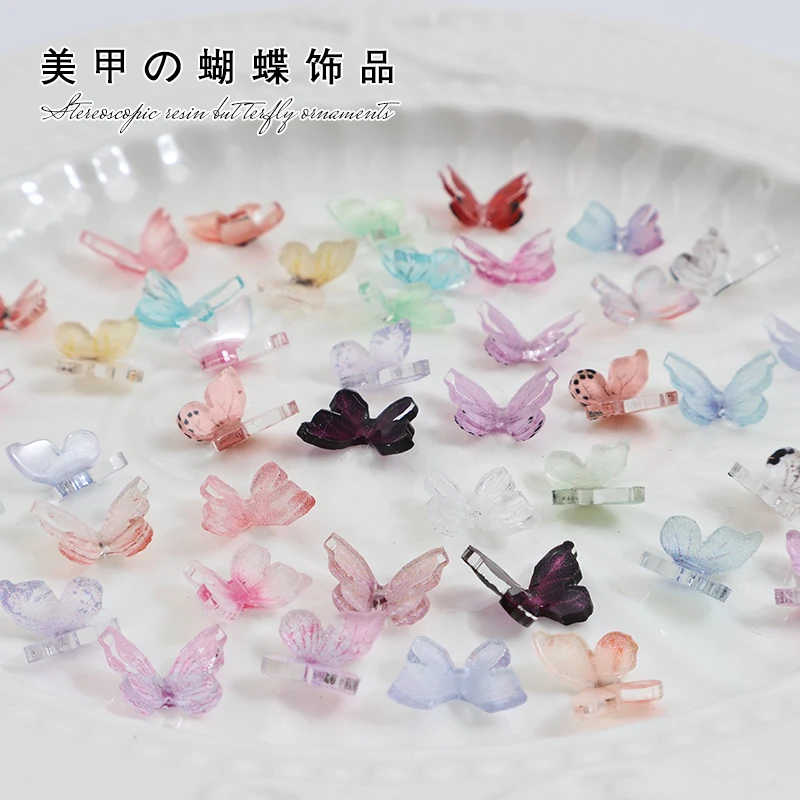 

New 3D Resin Colorful Beautiful Butterfly B Series Nail Art Rhinestones DIY Manicure Ornament Accessories 20/50Pcs