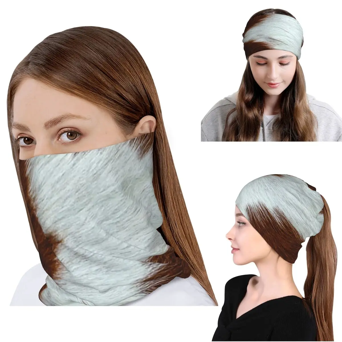 

Stylish Cow Fur Cowhide Texture Cow Skin Print Pattern Bandana Neck Cover Face Scarf Headwear Beanies Hat Unisex Adult
