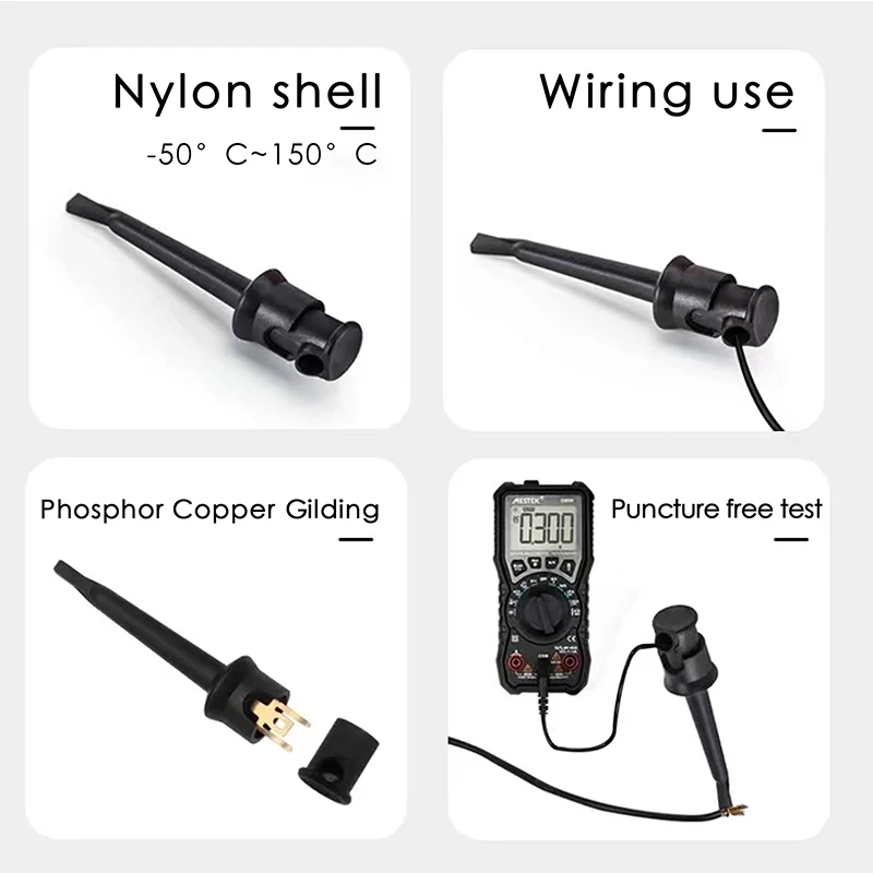 Mini 5pcs Single Test Hook Clip Test Probe For Electronic Testing IC Grabber Large Round Crocodile Hook Multimeter Test Leads