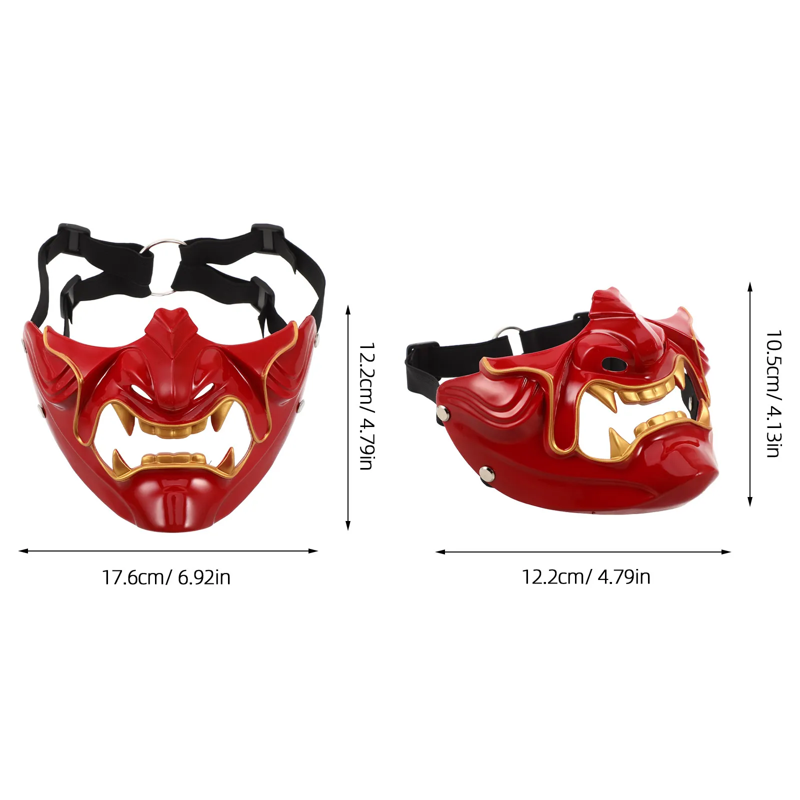 Red Japanese Samurai Demon Mask Half Face Cosplay Festival Party Costume Halloween Horror Mask for Adults Horror Masks