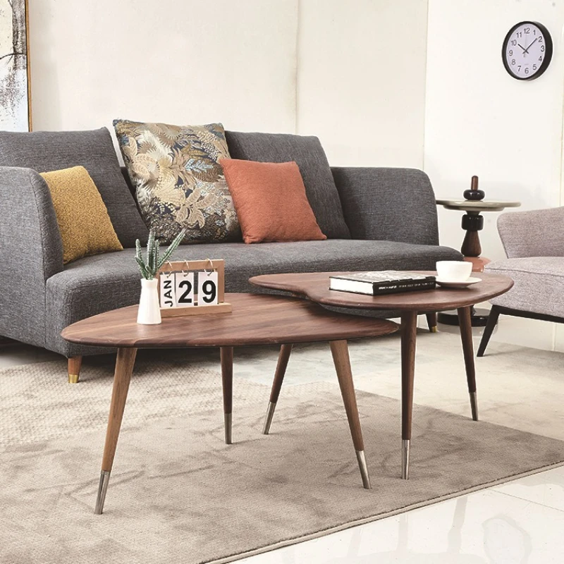 طاولات القهوة الفاخرة الخفيفة المصنوعة من الخشب الصلب في القرون الوسطى الشمال شعبية على شكل قلب طاولات القهوة غرفة المعيشة أثاث المنزل Quemo JTC #2