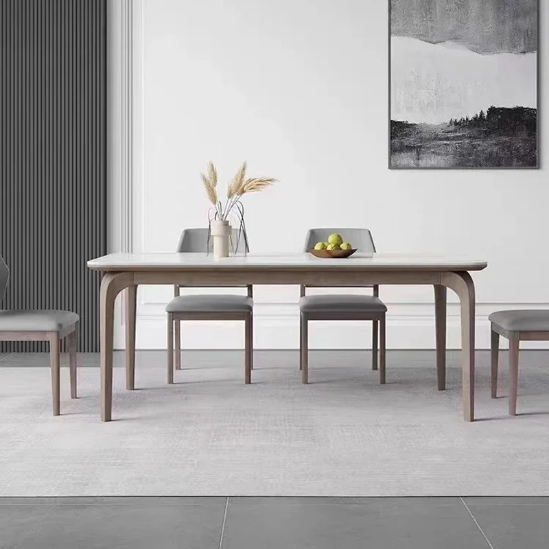 Restaurant Living Room Dining Table Wood Rectangle Mobile Floor Dining Table Nordic Minimalist Juegos De Comedor Home Decoration