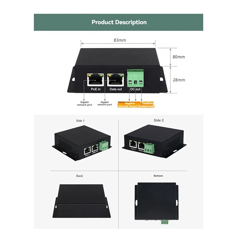 Промышленный домашний изолированный гигабитный разветвитель Poe, высокая мощность, выход 12 В/24 В, поддержка IEEE802/3AF/AT/BT