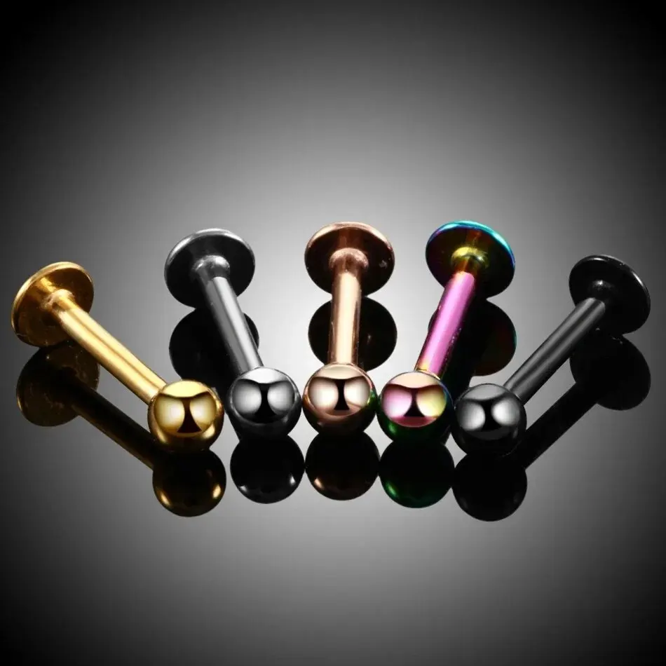 10pcs Stainless Steel 16G Lip Piercing Jewelry Ear Cartilage Studs Labret Earrings Punk Helix Piercing Jewelry