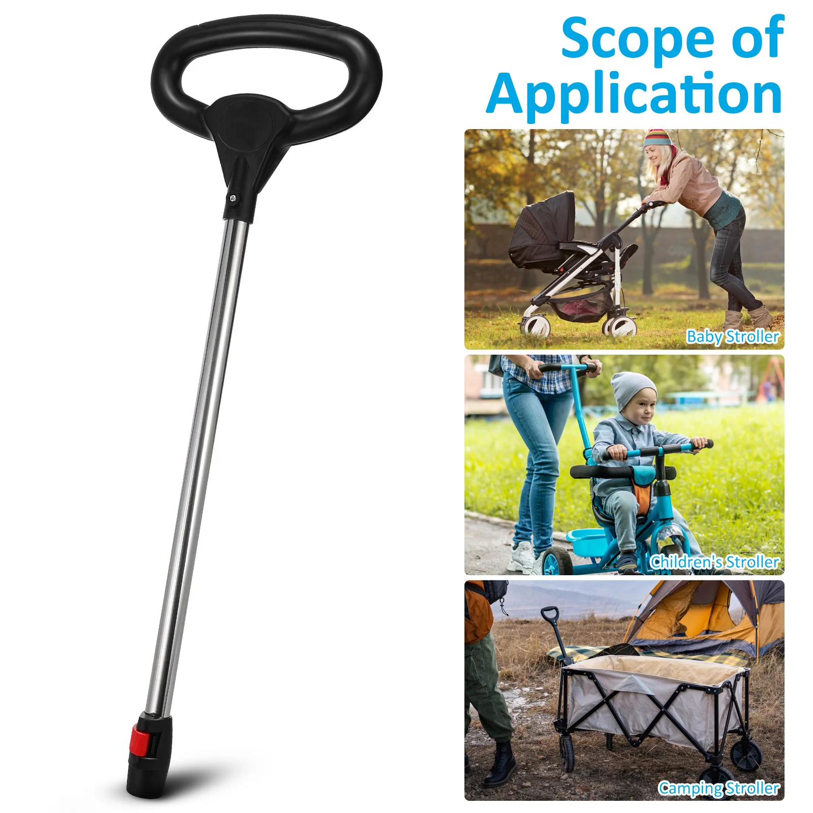 

Push Rod for Baby Stroller Accessory Quick Release Replacement Handle Comfort Grip Enhanced Stability Toddler Push Car Handle