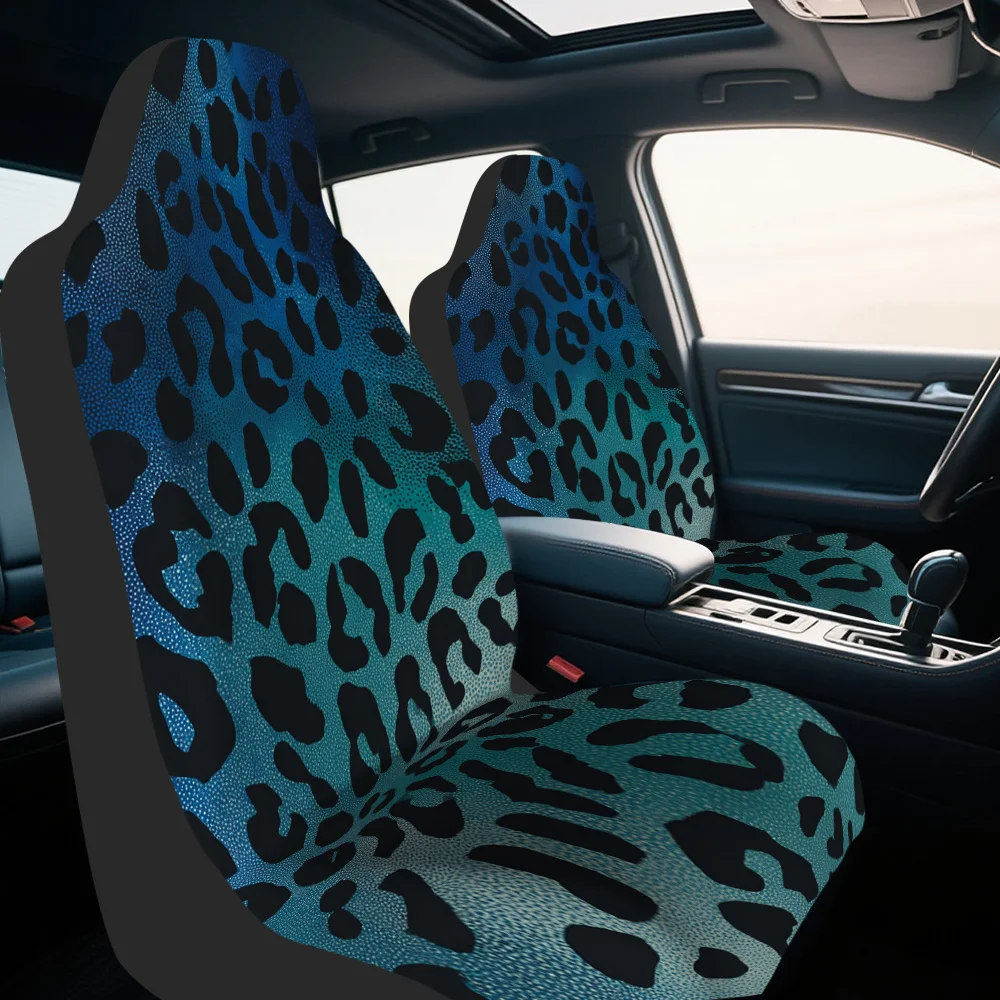 2pcs, Unique Car Seat Covers Blue Leopard Spots Style, Comfortable And Foldable, Compatible With Cars, SUVs, And Trucks, Perfect