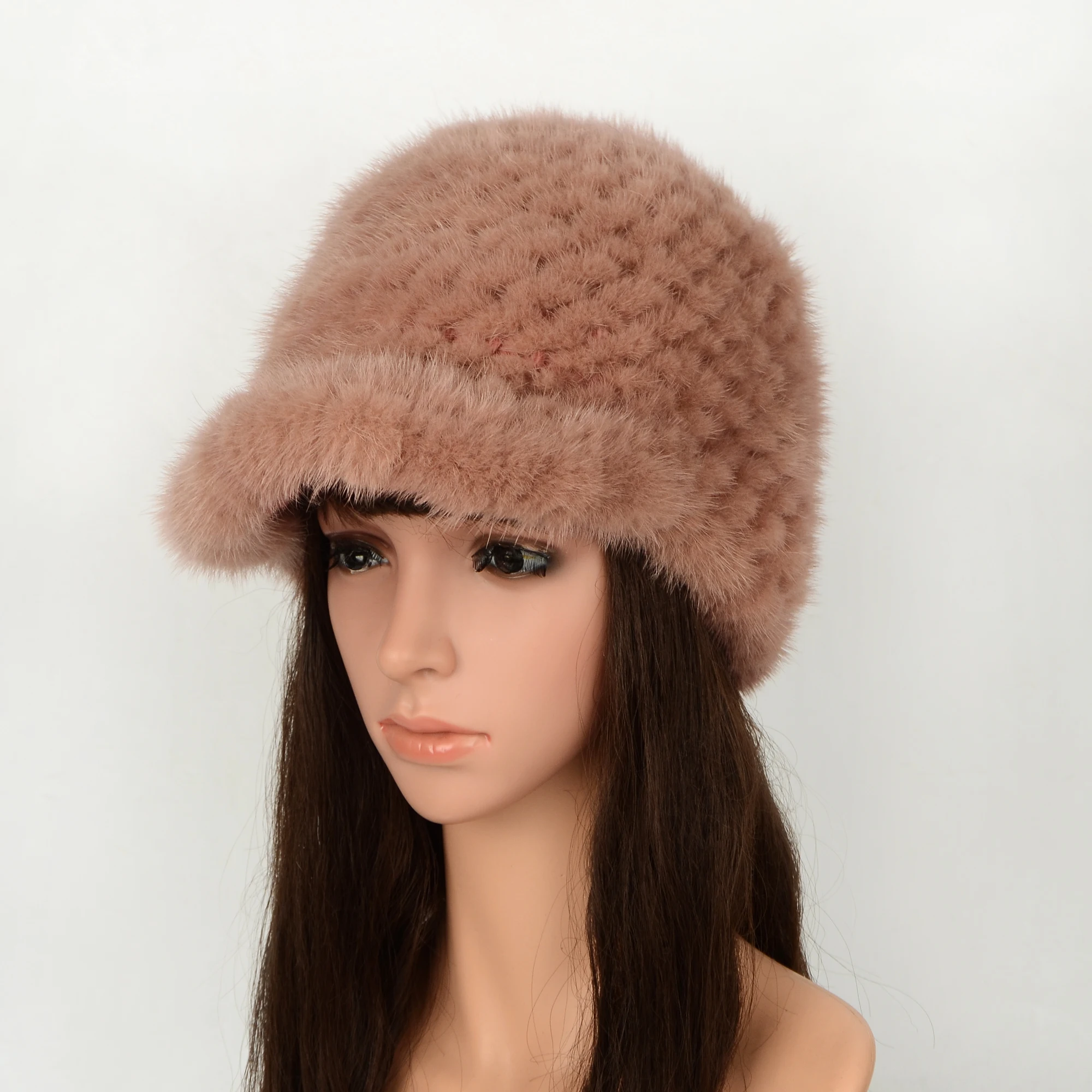 

2023 Real Mink Fur Hats Imported Whole Mink Fur Hat Luxury Female High-End Cap Natural Fur Hats Lady's Winter Warm Cap MZ-02