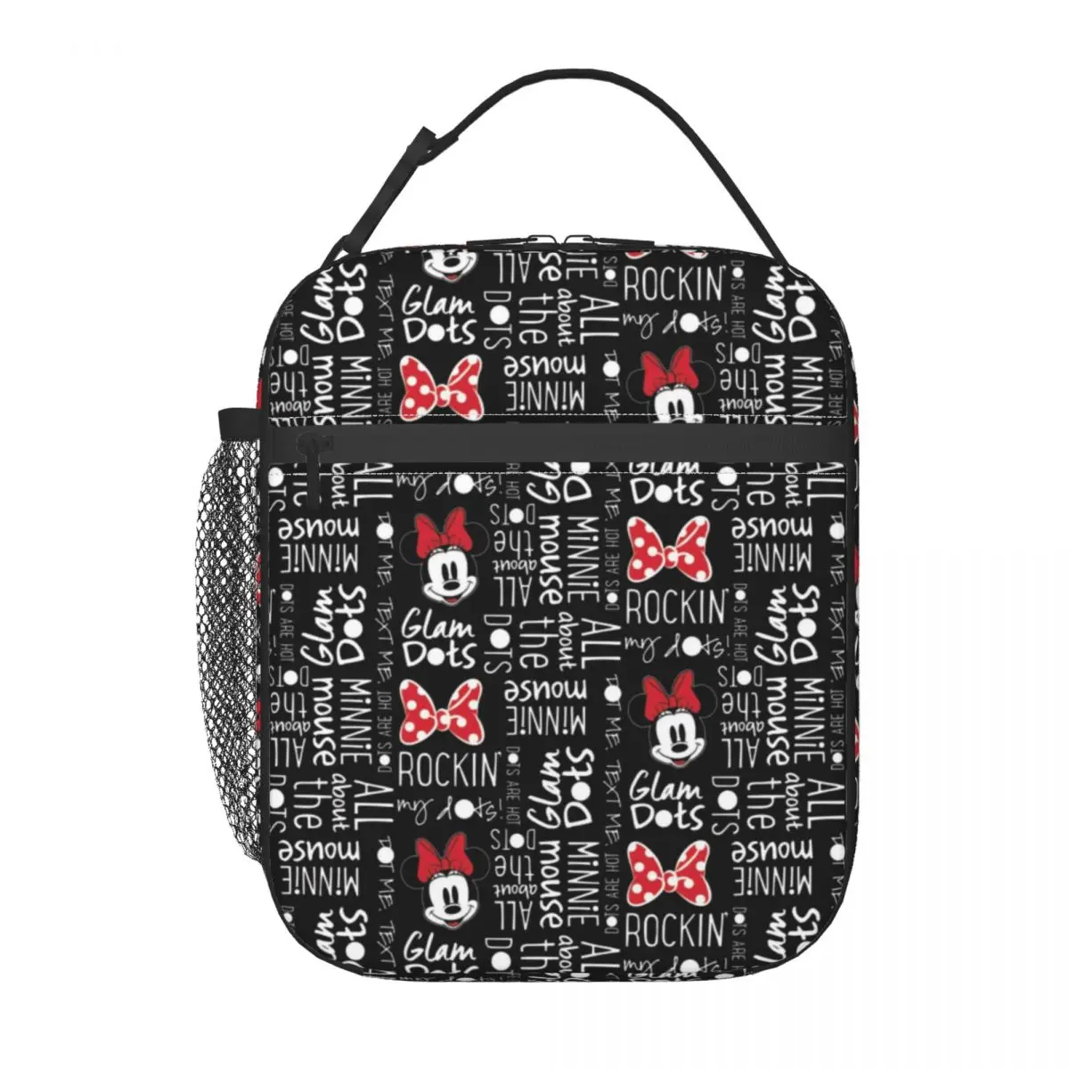 Custom Minnie Mouse Insulated Lunch Bag for Women Thermal Cooler Bento Box Kids School Children Resuable Tote Bags