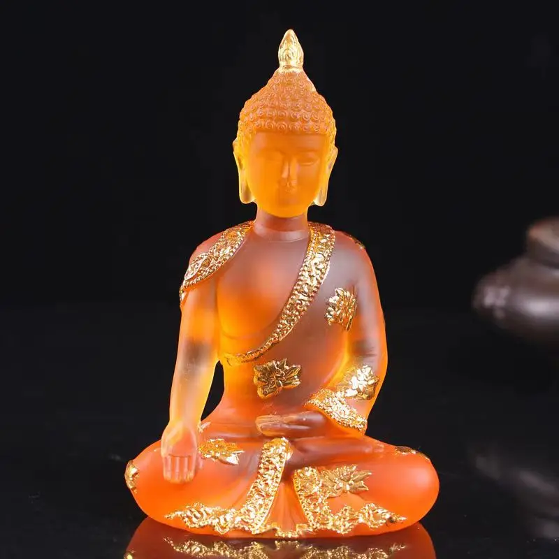 

1Pcs Sitting Buddha Statue Style Thai Buddha Indian Buddha Resin Pasted Gold Foil Decorations Home Decoration Crafts