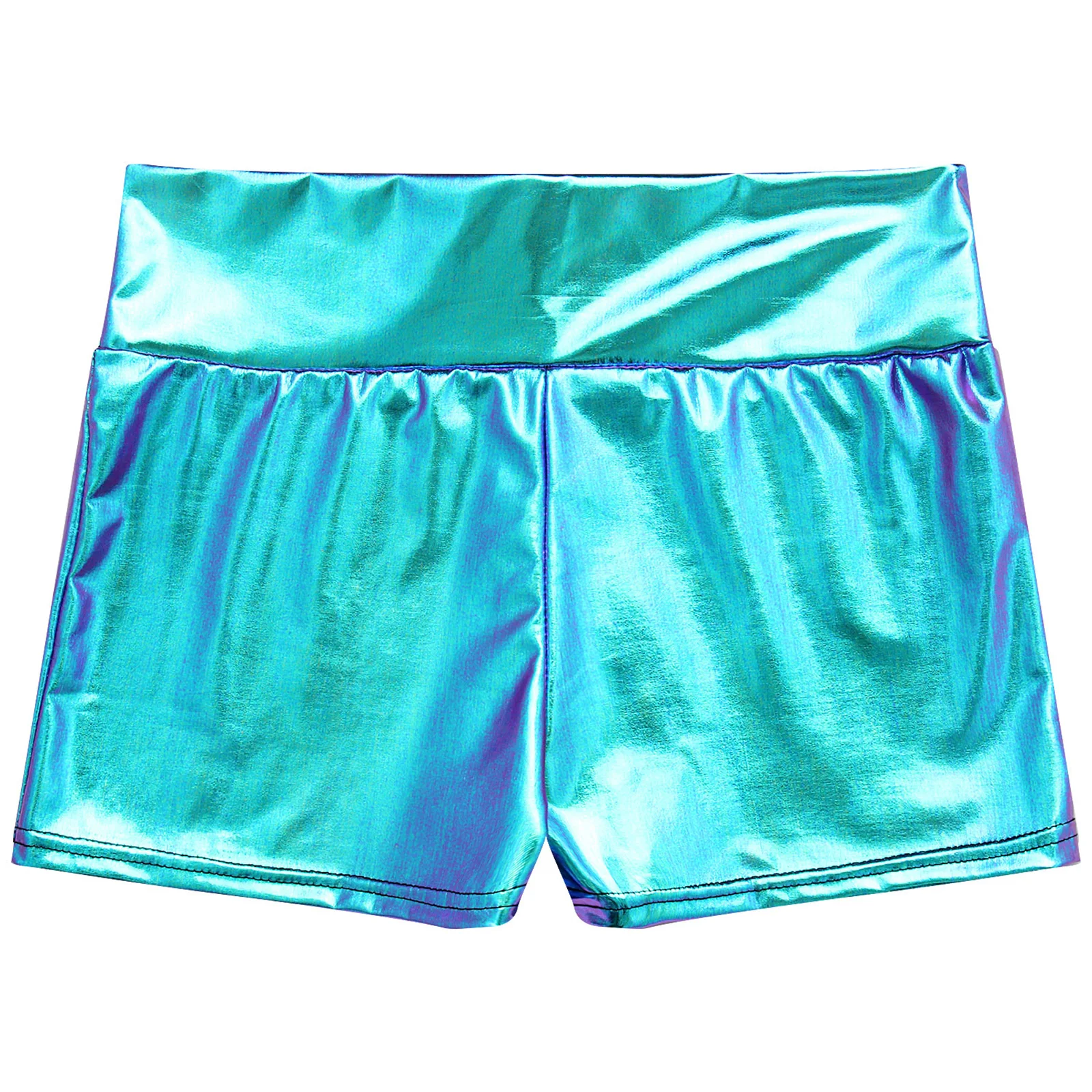 Women Metallic Shiny Booty Shorts High Waist Hot Pants Jazz Pole Dance Costume Festival Rave Party Nightclub Bottoms Clubwear