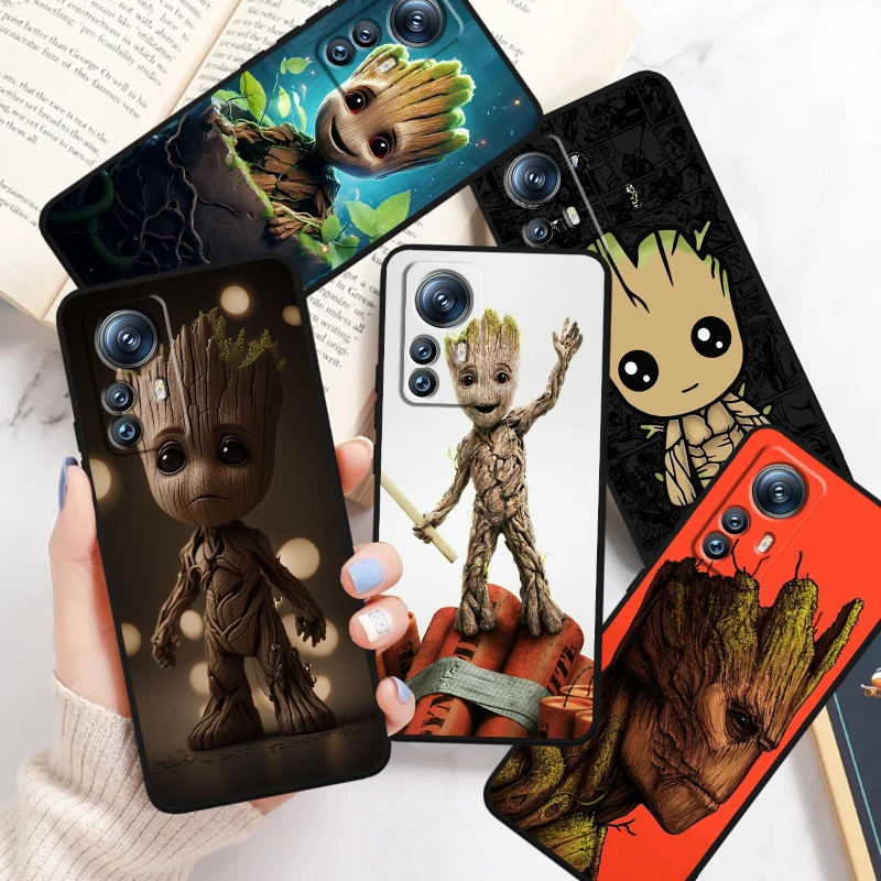 

Marvel Groot Fashion Luxury For Xiaomi Mi Poco F5 F4 F3 X6 X5 X4 X3 M6 M5 M5S M4 M3 C65 Pro GT NFC 5G Black Soft Phone Case