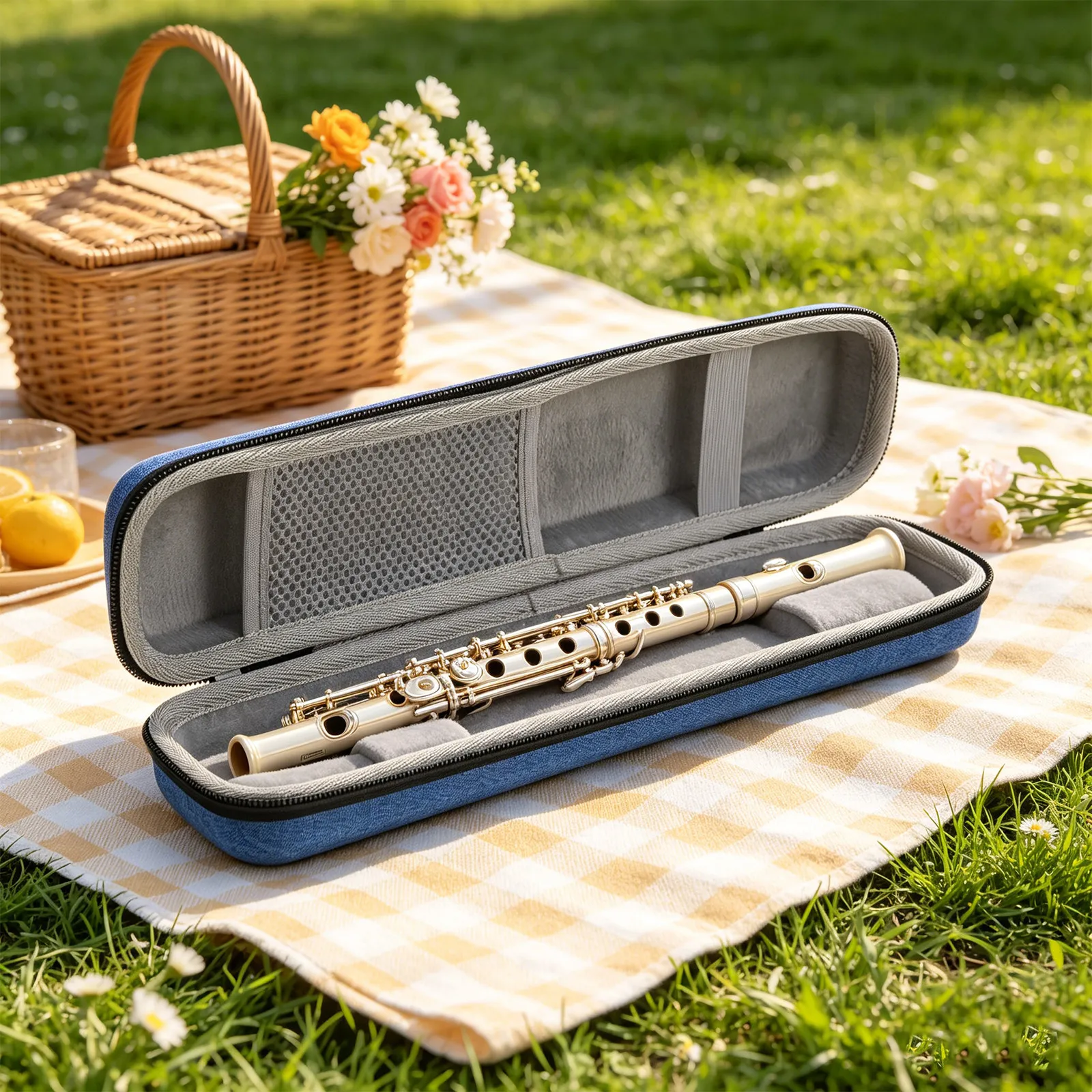 Eva Hard Shell Soprano Recorder Case Bag Portable Flute Storage Pouch with Zipper Shockproof Reinforced Handle Instrument