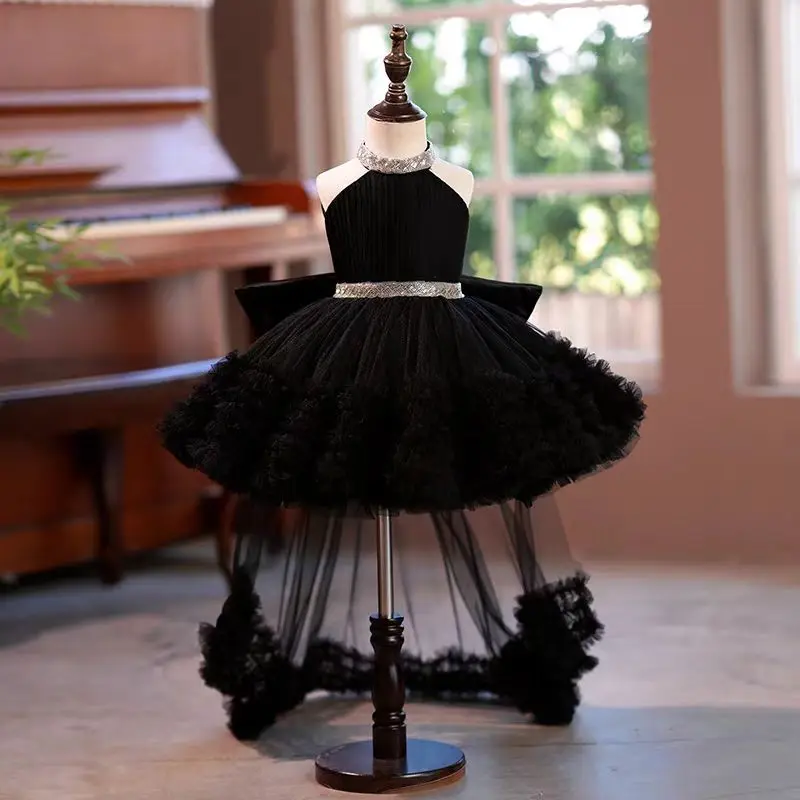 Jill Wish J342 Elegant White Tulle Girl Dress with Train Baby Kids Princess Birthday Wedding Party Children Holiday Ball Gown