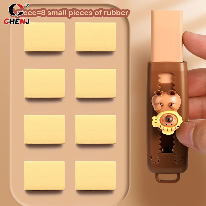 Kawaii Push Pull Capybara Eraser Soft School Supplies Clean Mess Free Stationary Office Student Rubber Eraser For Kids Gift