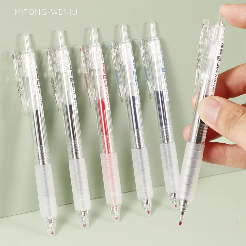 

3/6/12 Pcs Gel Pens Click Pen 0.5mm Black/Blue/Red Write Smooth Large Capacity Ink for Student Office School Stationery Supplies