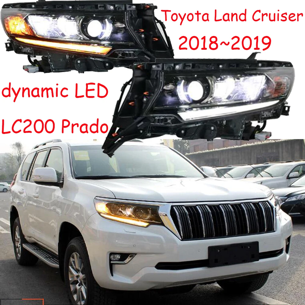 Dynamic 2pcs Car Styling Head Lamp for CRUISER LC200 2018year prado Headlight DRL Daytime Running Light Bi-Xenon HID Accessories