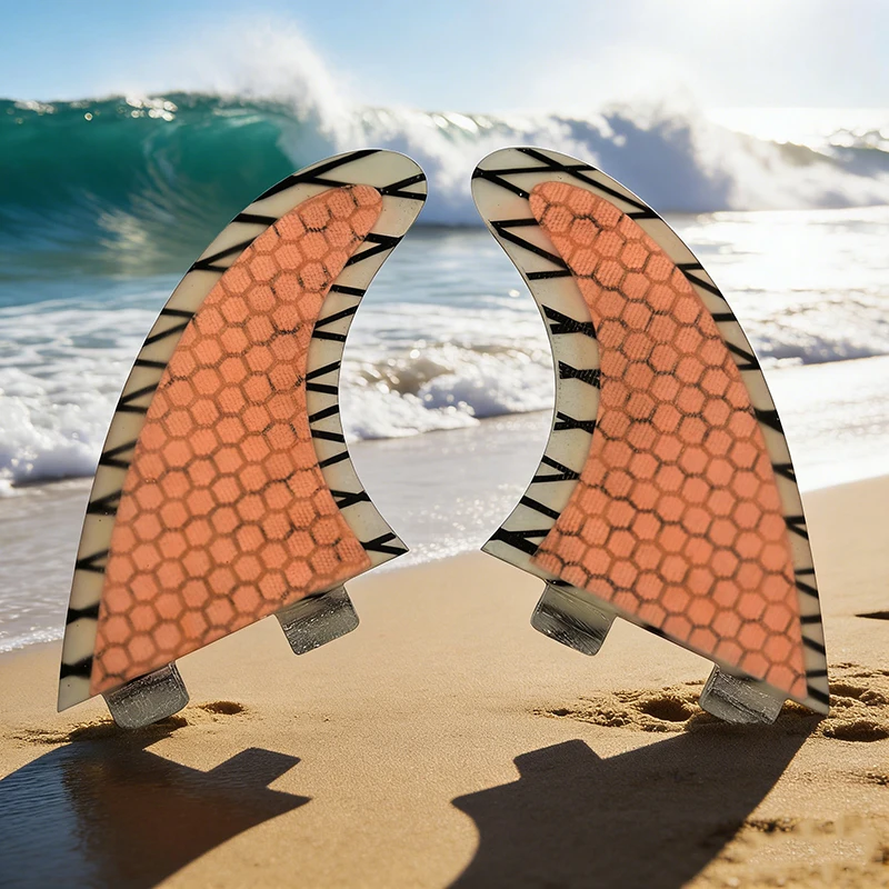 

Surf Board UPSURF FCS Fin TWIN FIN G5 Orange Color Surfing Fin 2 pcs/set High Quality Fiberglass Honeycomb Surfboard Fin