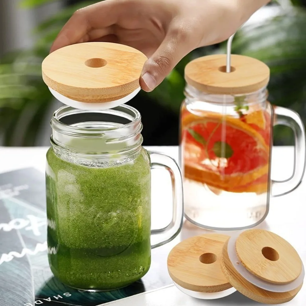 

Mason Jar Lids Beer Bottle Canning Caps Straw Lid With Glass Hole Reusable Cup Covers Silicone Seal Ring Drinkware Bottle Cap