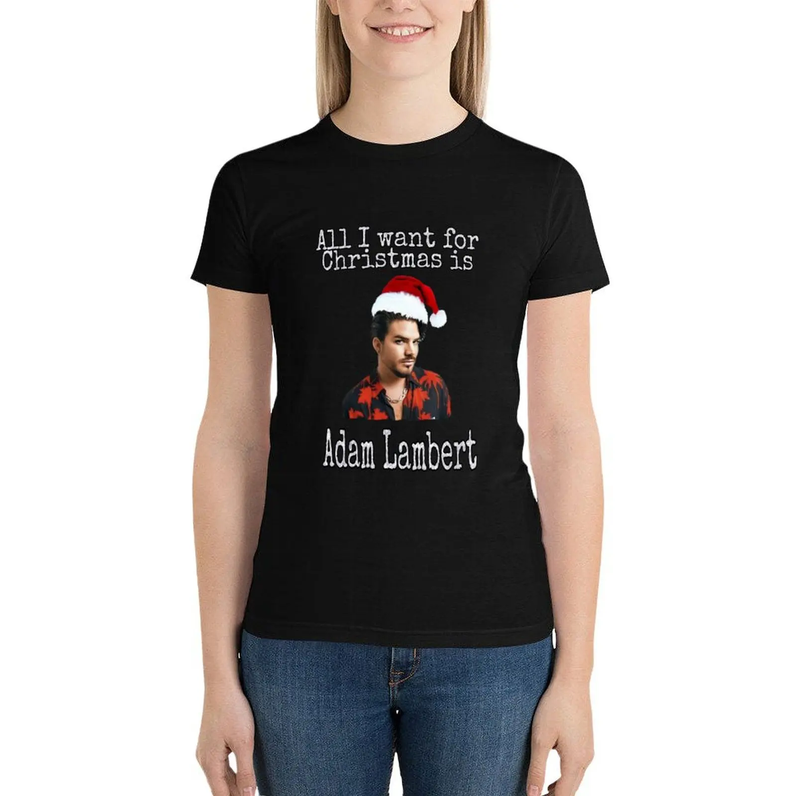 Adam Lambert Christmas T-Shirt summer clothes Short sleeve tee plus size tops T-shirt Women