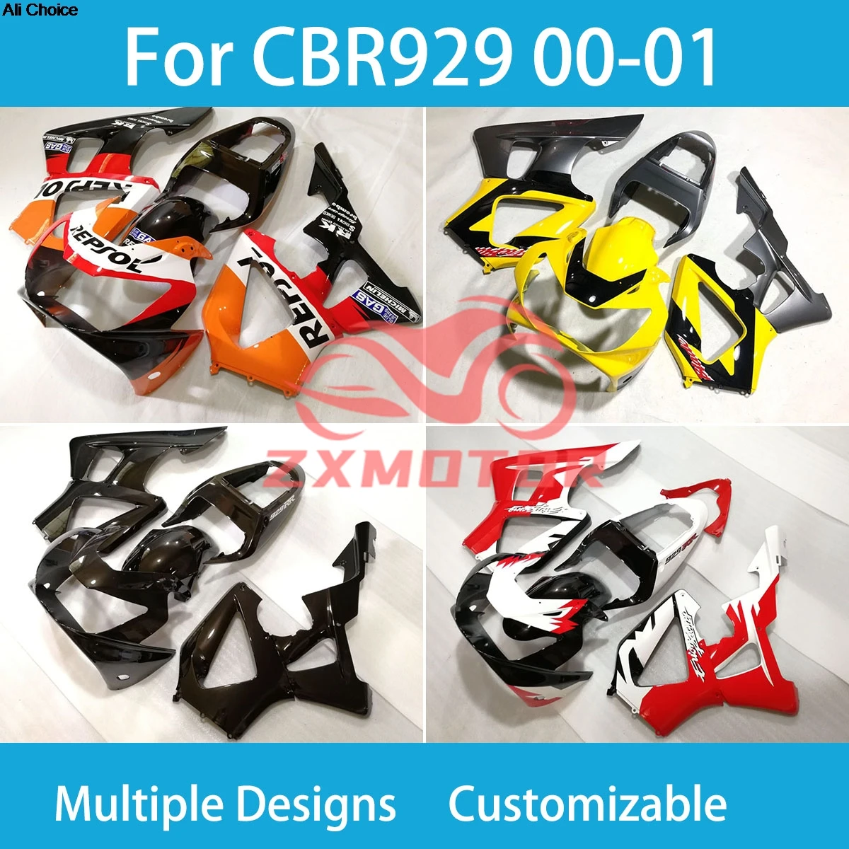 

Подходит для Honda CBR 929RR 00 01, комплект обтекателей для ремонта CBR 929 RR 2000 2001, бесплатные пользовательские обтекатели для восстановления мотоцикла