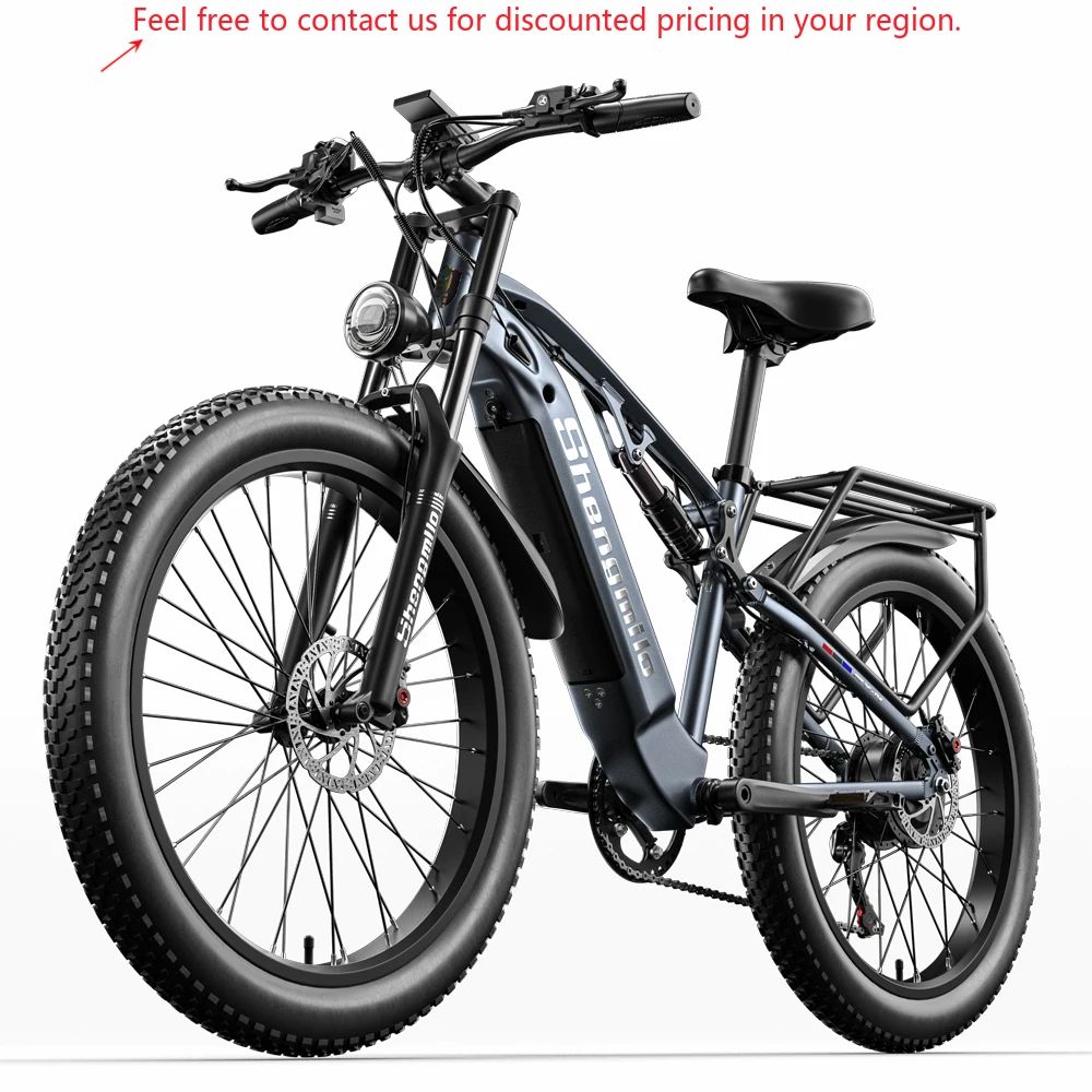 

Full Suspension 48v 500W 17.5AH 26 Inch Mountain Adult Bicycle Fat Tire Bicycles Fat Tire 7 Speed Electric Bike SHENGMILO MX01