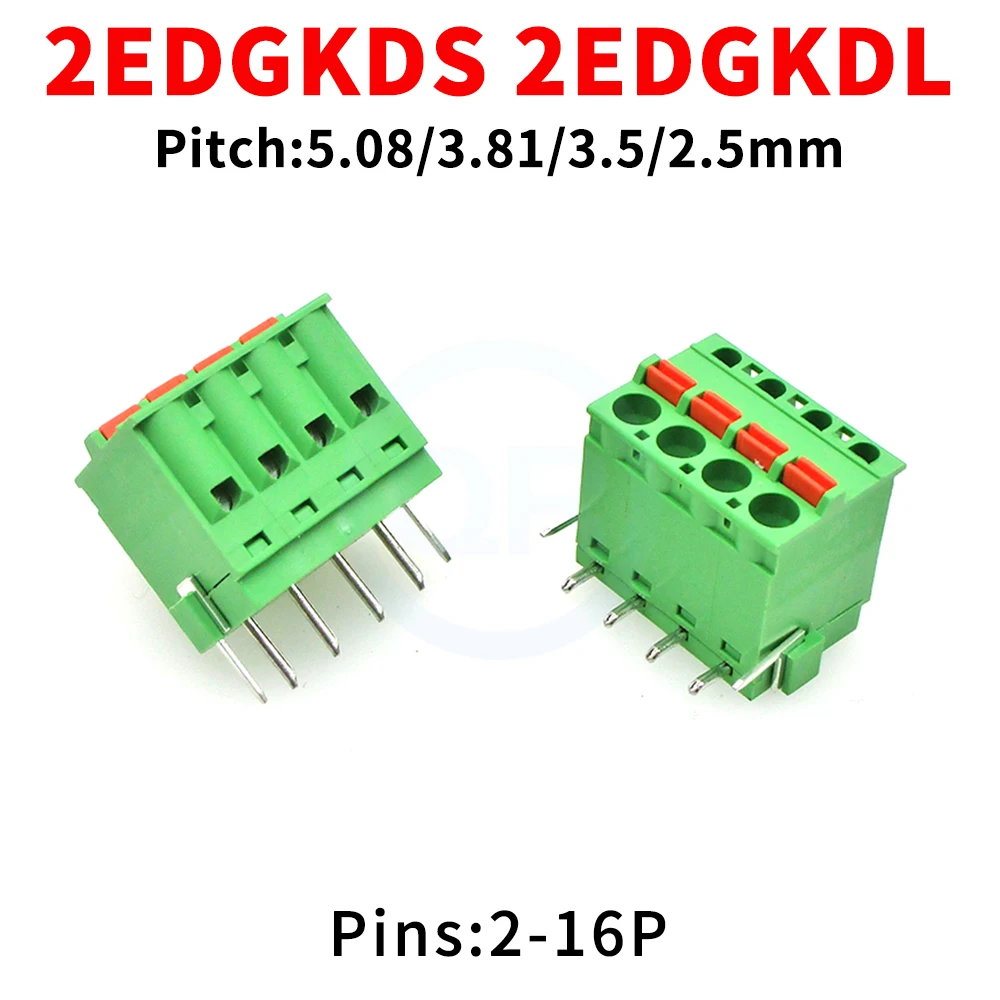(5 Pcs) 2EDGKDS 2EDGKDL 5.08mm 3.81mm 3.5mm 2.5mm Push Spring Type Quick Connect 241V 241R Straight Solder PCB 2EDGKDV 2EDGKDR