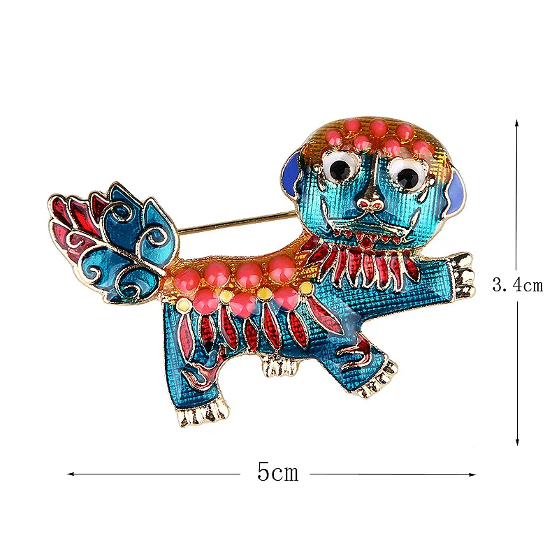 Zodiac Chinese Wind Drop Glaze Lion Brooch Vintage Corsage Ornament Sweater Pin Mascot Brooch Act The Role Ofing Is Tasted image 2