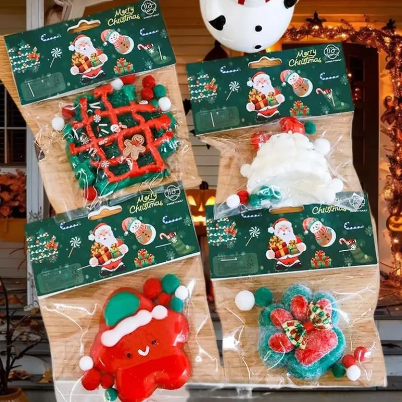 لطيف الكرتون عيد الميلاد موضوع محاكاة ضغط اللعب قرصة الضغط الإجهاد اللعب الهدايا