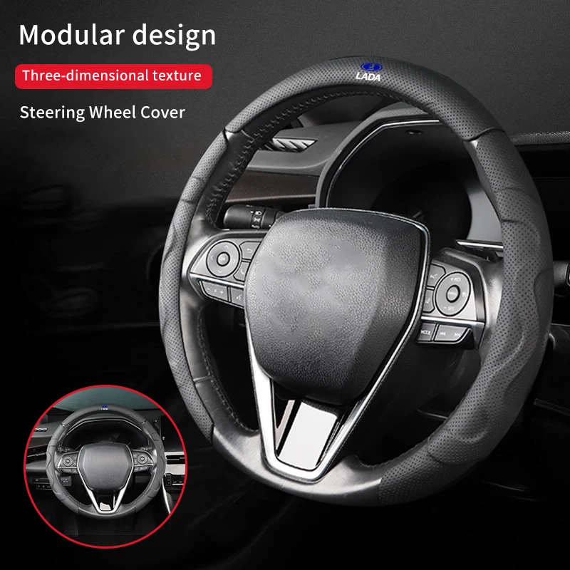 Car accessories Non slip breathable PU leather steering wheel cover For Lada Priora Sedan Sport Kalina Granta Vesta Niva Largus