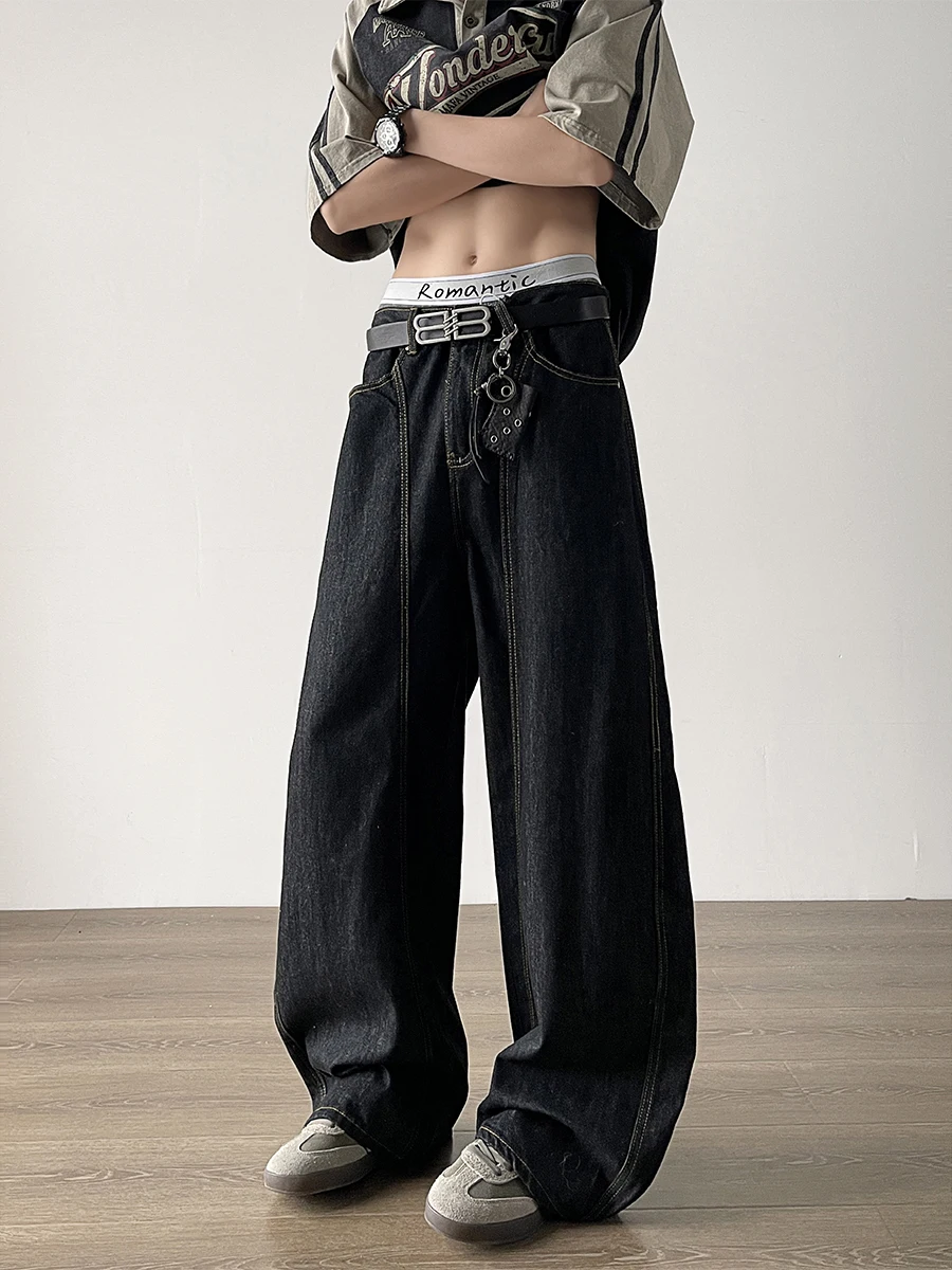 

Мужские джинсы-кюлоты в американском винтажном стиле, широкие, свободные, в пол, для весны и осени, трендовые