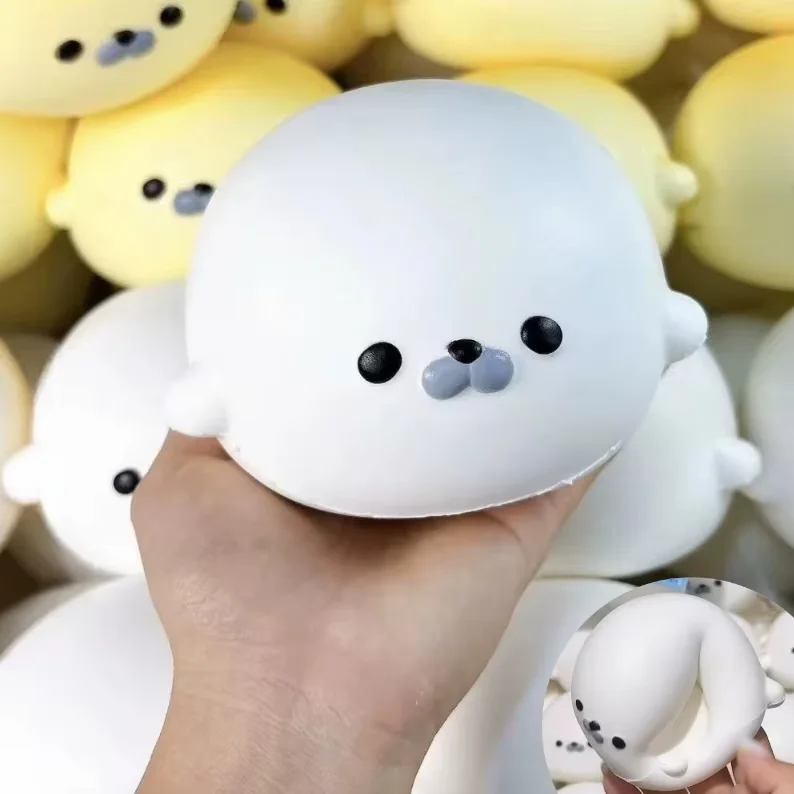 Cute Seal Slow Rising Squishy Toy Soft Slime Squeeze Animal Fidget Toy Stress Relief for Adults Office Desktop Decor Party Gift