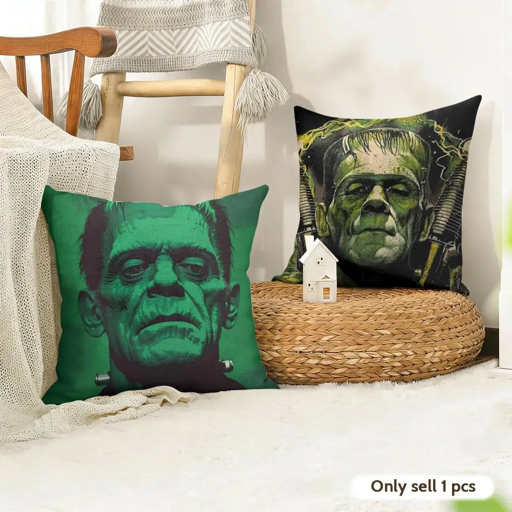 U-Universal Monsters Horror Cushion Cover Natural Linen Double Sided Print  Throw Pillow Case for Sofa Couch Home Decor
