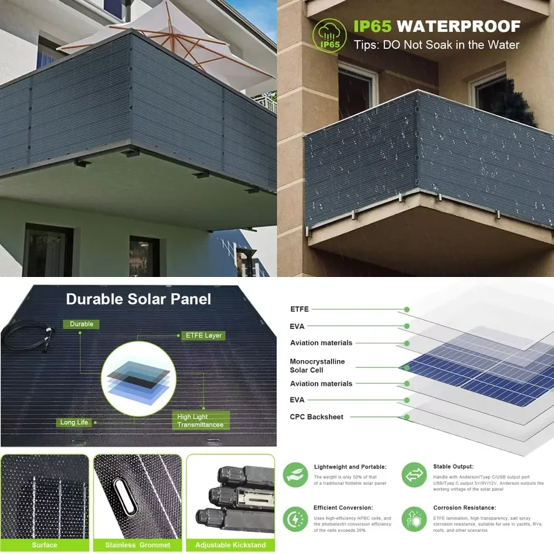CE Certified OEM Support 200W 20V Monocrystalline ETFE Flexible Solar Panel Customizable for Plug & Play Home Balcony System