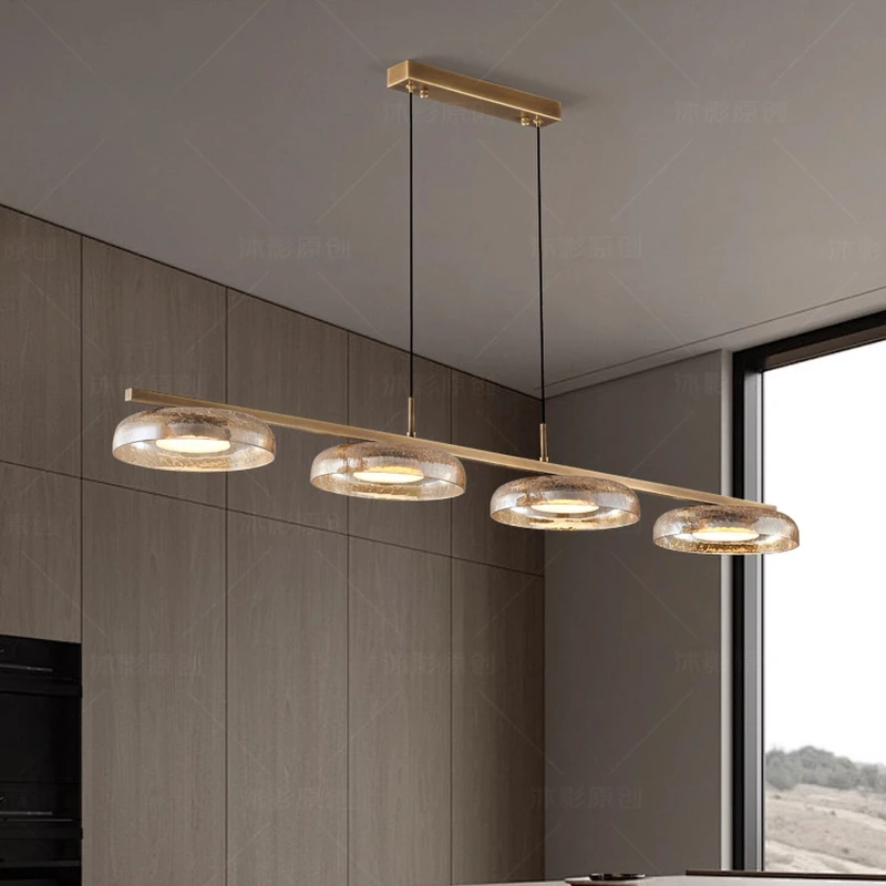 

Modern Round Crack Glass Pendant Light LED Long Strip Iron Art Chandelier Living/Dining Room Kitchen Island Restaurant Studio