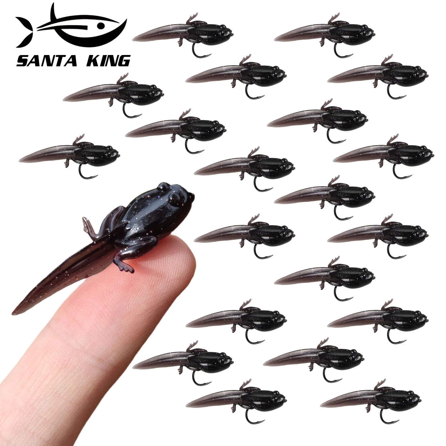 10/20Pcs Bionic Tadpole Fishing Lures TPE Floating Artificial Soft Bait Highly Realistic for Bass Trout Carp Freshwater Fly Fish