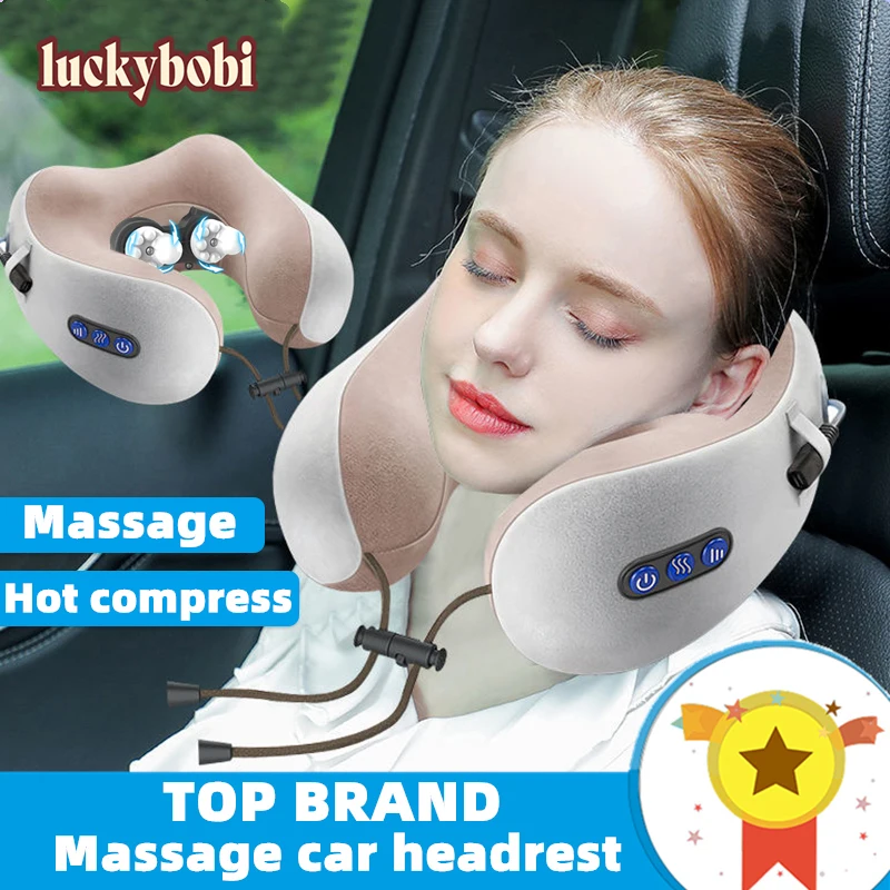 Car Neck Pillow Electric massage U Shaped Memory Foam Soft Slow Rebound Space Travel Pillow Solid Neck Cervical Healthcare