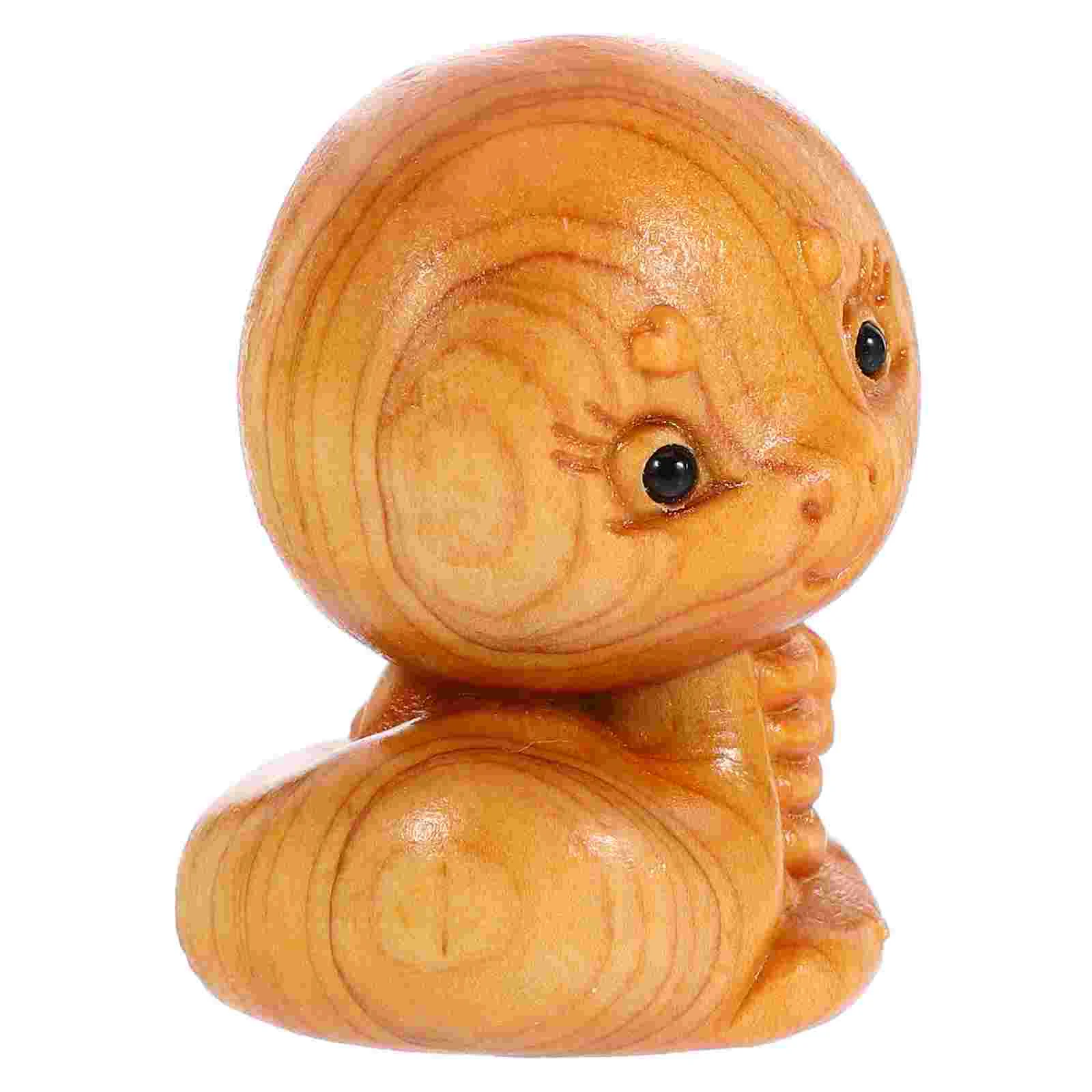 

Wood Carving Snake Ornaments Figurine Realistic Baby Dolls Wooden Carved Reborn Statue Interesting Crawl Scary Models