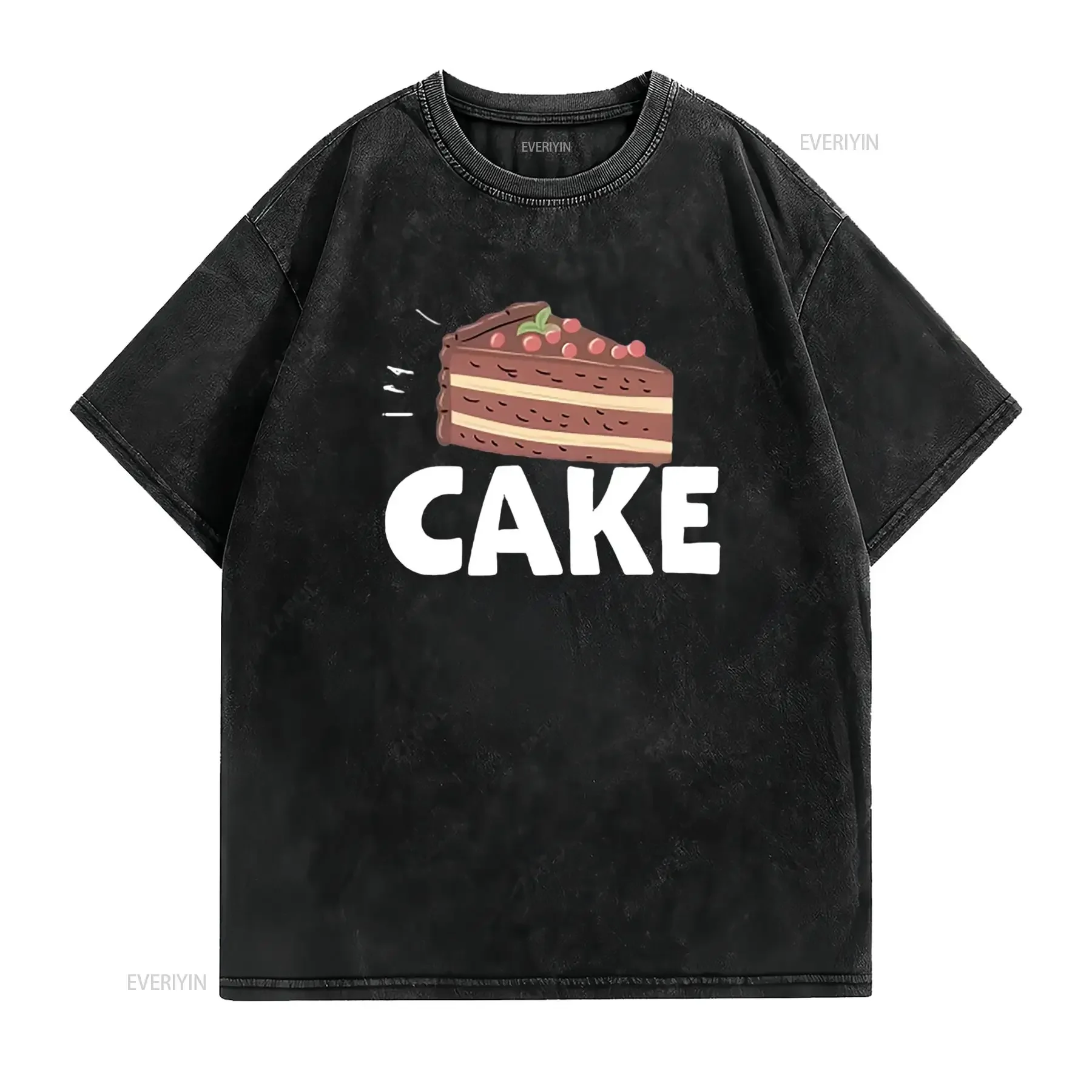 هنا من أجل فقط تي شيرت نسائي لمحبي الكيك مريح وعصري مع تصميم طباعة فريد من نوعه مغسول #2