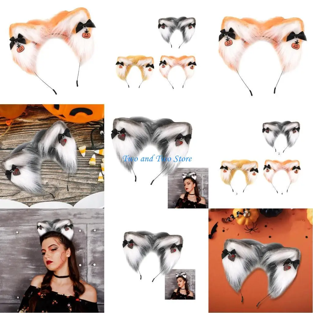 

HX6F обруч для волос на Хэллоуин, вампиры, демоны, волчьи уши, повязки на голову, головные уборы регулируемого размера для и