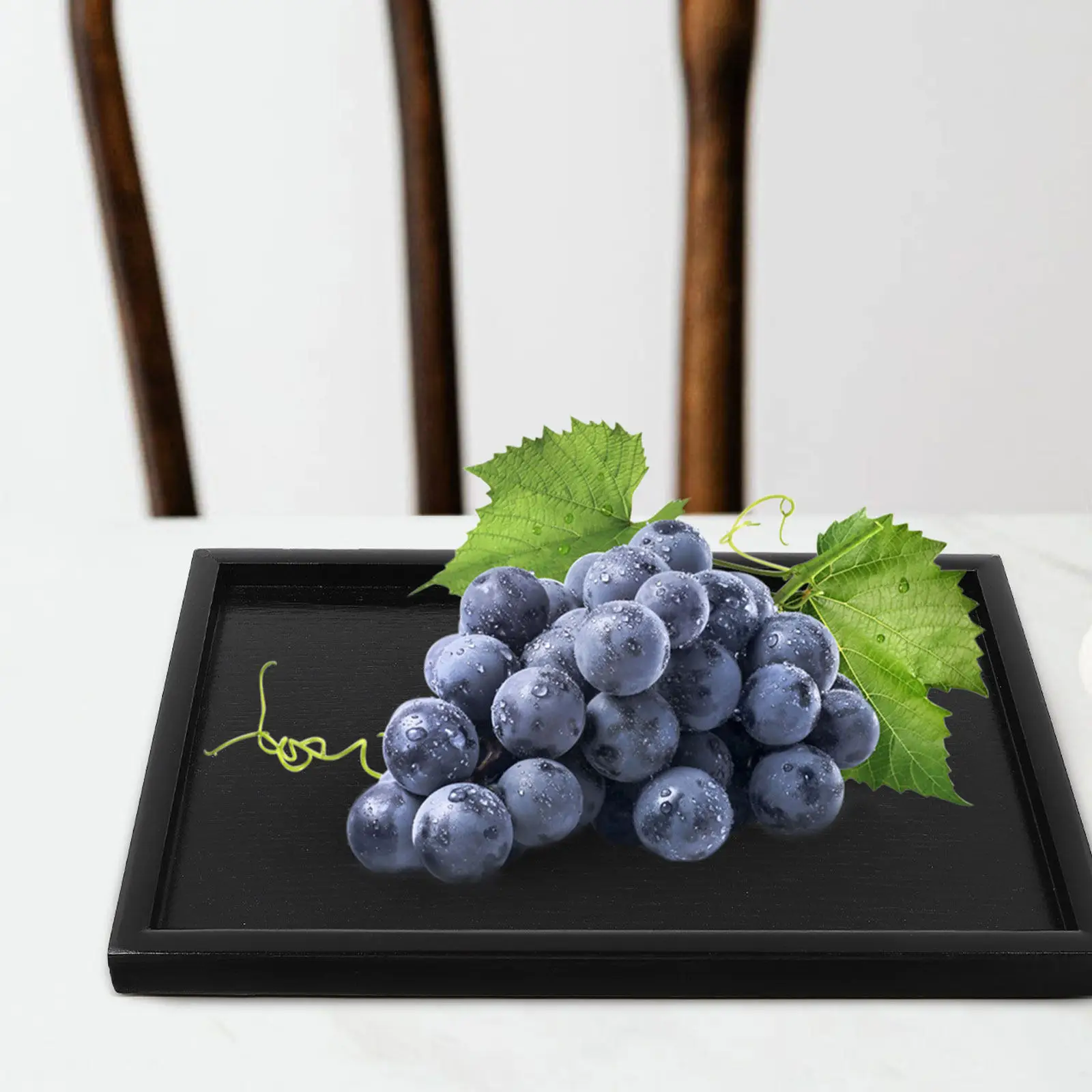 Natural Solid Wood Food Tray for Desserts, Fruits, Biscuits & Snacks – Kitchen Serving Dish with Grain Texture