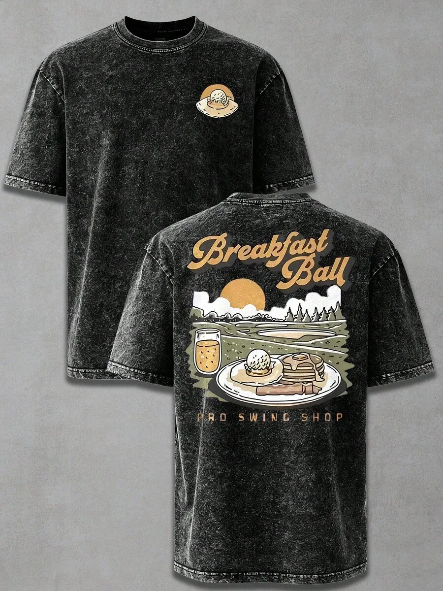 

Vintage Distressed Oversized Graphic Tee Mens Short Sleeve 100% Cotton Loose Fit Casual Streetwear