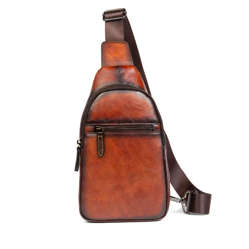 Vintage Echt leder Herren Brust hochwertige Rindsleder Cross body große Kapazität männliche Schulter Umhängetasche