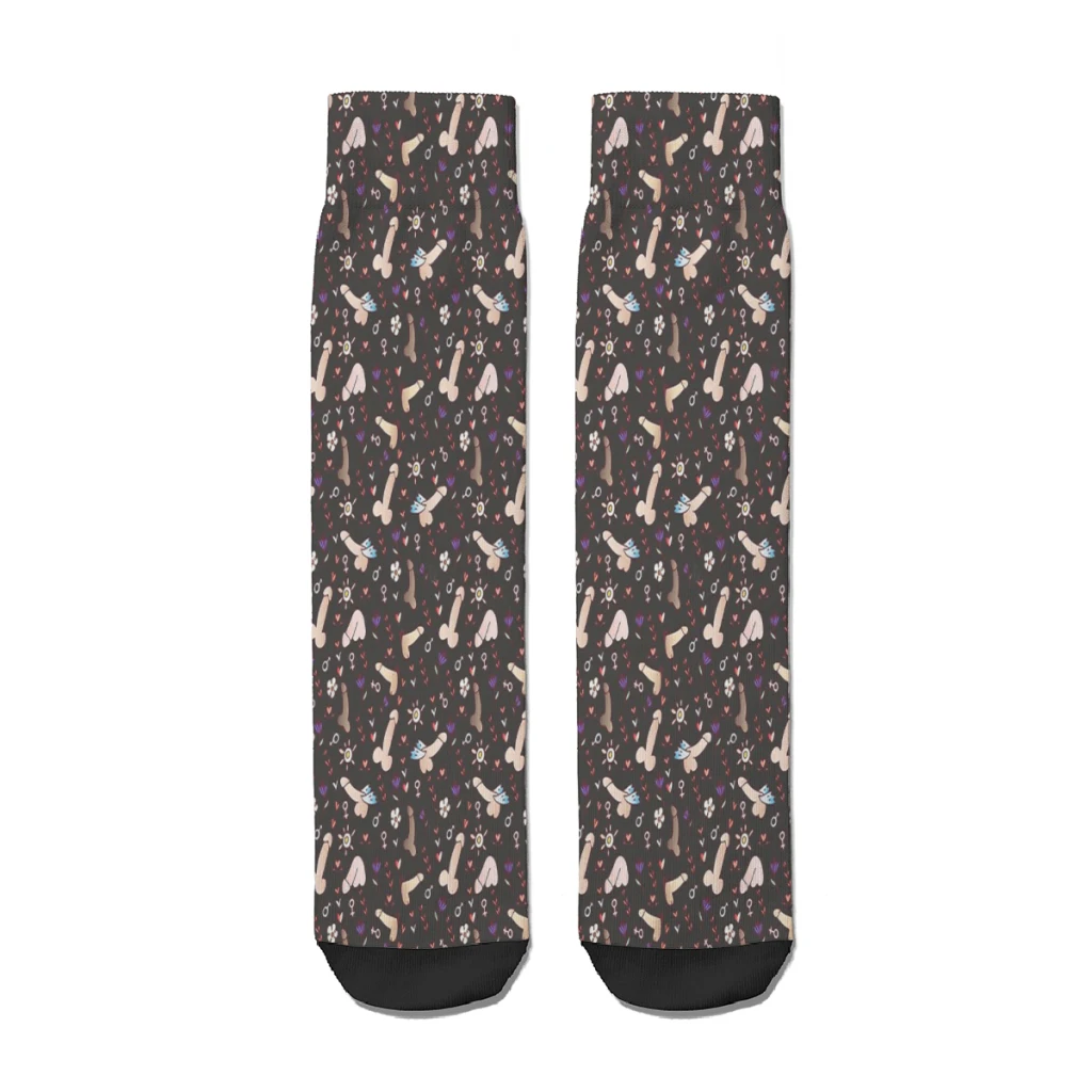 Pattern Penis Cock Straight Socks Male Mens Women Autumn Stockings Polyester Printed