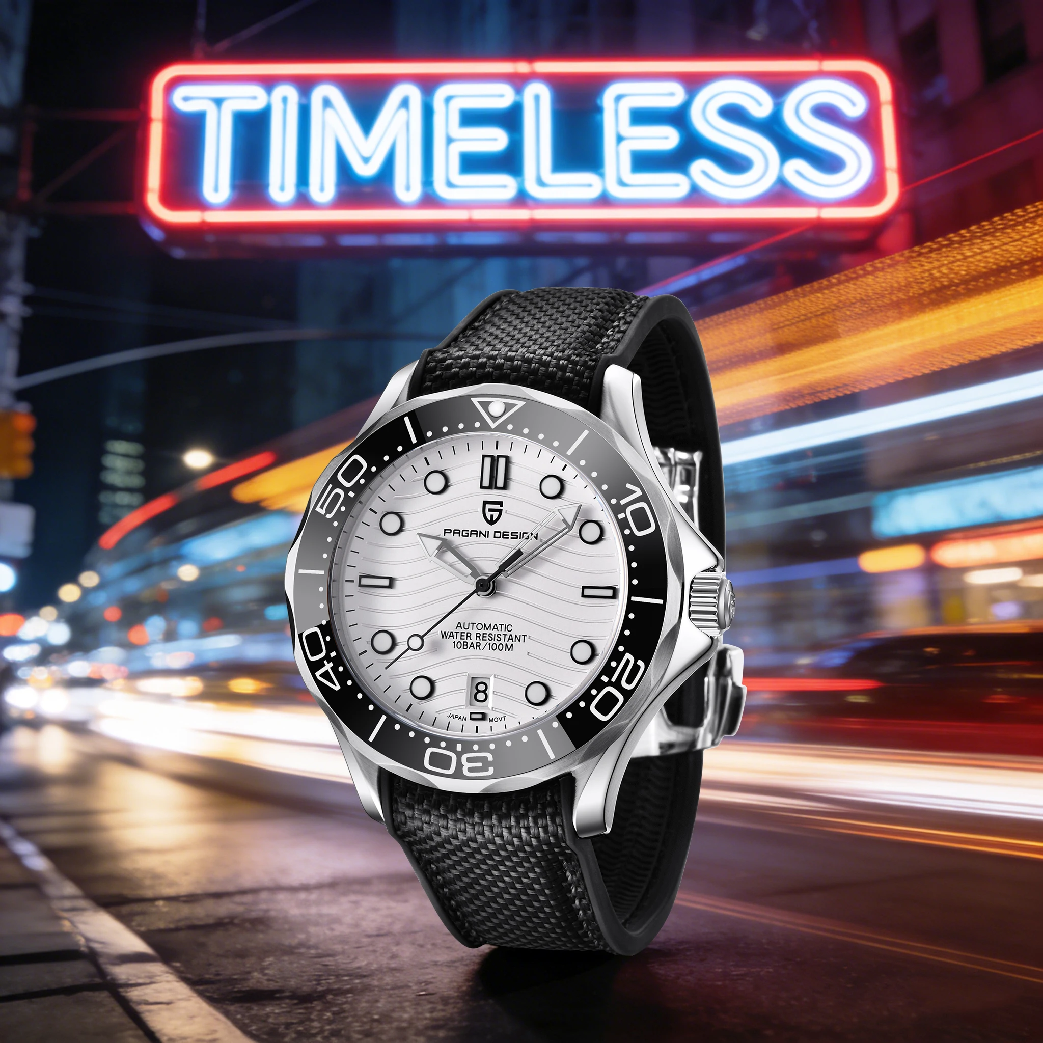 

PAGANI DESIGN Modern Fashion Men's Mechanical Watch Luxury Style 42MM Rubber Strap Sapphire Mirror Calendar 20bar Diving Watch