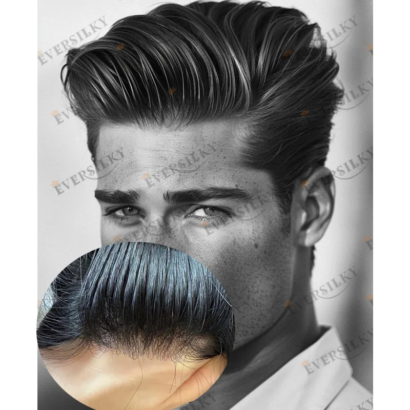 

Натуральный черный незаметный Vloop 0,06 мм, основа, мужской парик, парики из натуральных волос, естественная линия волос, супер тонкая кожа, капиллярный протез