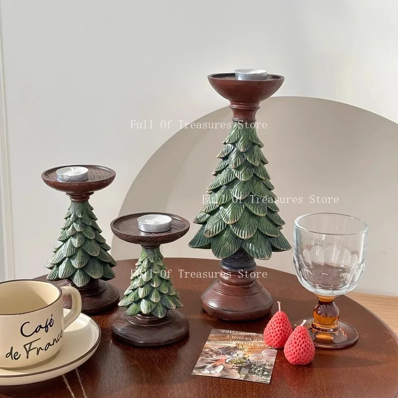 American retro Christmas tree candle holder ornament ins dining table atmosphere scented candle holder Christmas decoration - Image 4