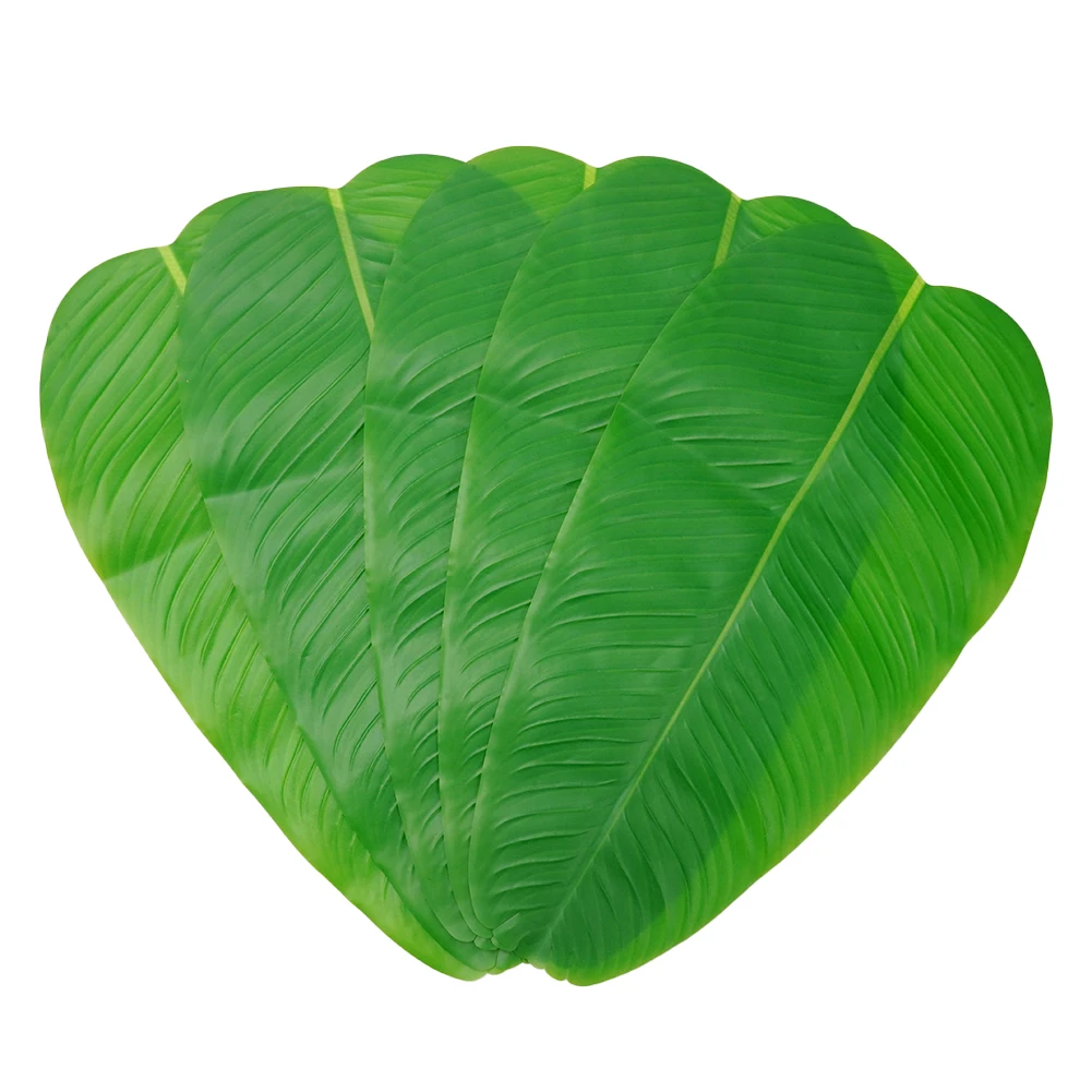 5PCS Large Artificial Banana Leaves Faux Tropical Leaves For Hawaiian Luau Party Desktop Food Drink Placemat Ornament